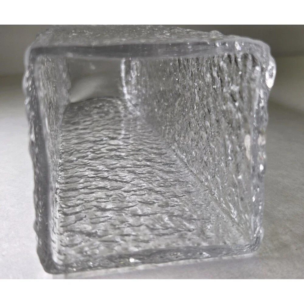 Vintage Iittala Finland Linearia Crinkle Square Vase 7.5
